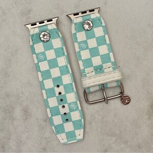 Spark*l Audrey Mini Checks Leather Sivella Apple Watch Band - Size 2, 38-41mm